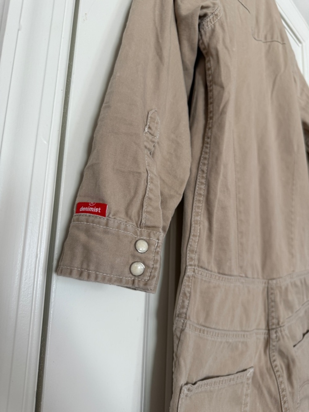 Denimst Cowboy Jumpsuit XS 100% cotton Workwear-Style Tan Utility Jumpsuit mexic - Picture 11 of 16